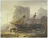 干潮のフランスの港の船 (1836)