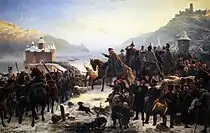 「ラインを渡河するブリュッヘル将軍」(1859)