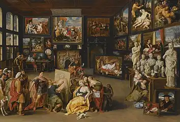 『カンパスペを描くアペレス』1630年頃 個人蔵