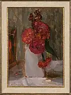百日草と白いデルフト花瓶 (1923)