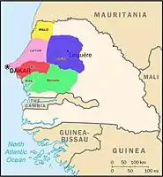 ウォロフ帝国の構成国。c1400