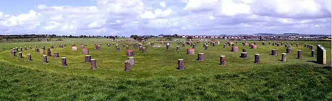 Panorama view of the complete Woodhenge site.