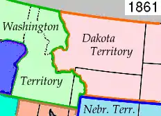 1861年にネブラスカ準州からダコタ準州が分離した北部ロッキー地方