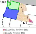 1861年と1863年のワシントン準州の分割