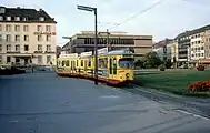 長年にわたり在籍するデュワグ製の路面電車(1979年撮影)