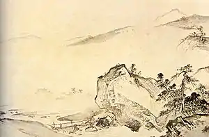 夏珪『渓山清遠図』(部分)