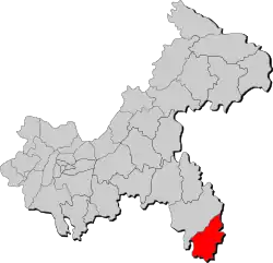 重慶市中の秀山県の位置