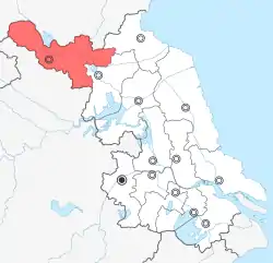 江蘇省中の徐州市の位置