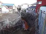 かつての上池の堤上から八事裏川を見下ろす（2024年（令和6年）2月）