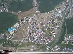旧南部町南部上空 画面左部はアルカディア南部総合公園
