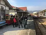 廃駅後も鉄道公園として保存される吉ヶ原駅。保管車両の走行も行われる。