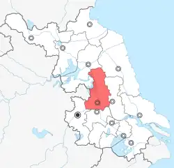 江蘇省中の揚州市の位置