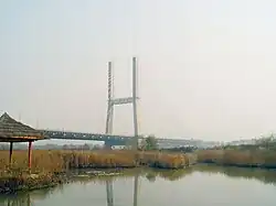 銀灘公園から望む銀灘黄河大橋