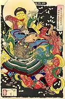 蒲生貞秀臣土岐元貞甲州猪鼻山魔王投倒ノ図