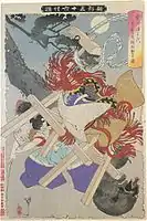 武田勝千代月夜に老狸を撃の図