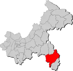 重慶市中の酉陽県の位置