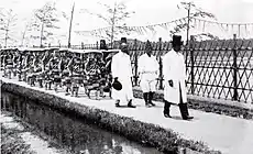 1915年6月5日。斎田に向かう早乙女たち。