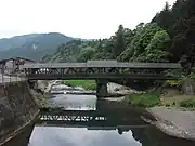 梼原町の梼原川に架かる神幸橋(三嶋神社へわたる屋根付き木橋)