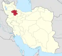 イランにおけるザンジャーン(塗りつぶし部)。