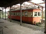 善宝寺駅に保存されているモハ3形（2007年4月）