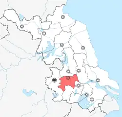 江蘇省中の鎮江市の位置