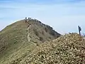 肩より頂上を望む