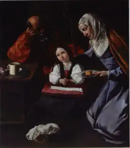 スルバラン『聖母マリアの家族(スペイン語版)』 (1630-1635年ごろ) フアン・アベリョ(英語版)・コレクション、マドリード