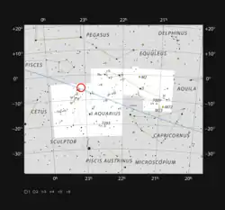 TRAPPIST-1の位置。
