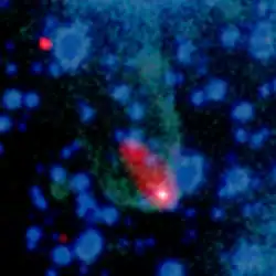 チャンドラの画像。緑色がバウショック、赤色が2次衝撃面。